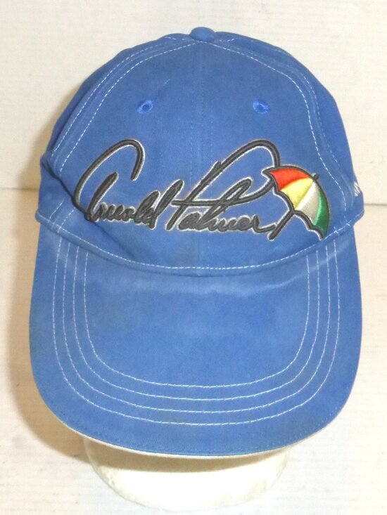 Vintage Arnold Palmer Umbrella Strapback Adjustable Golf Hat WITH STAINS READ - Picture 1 of 9